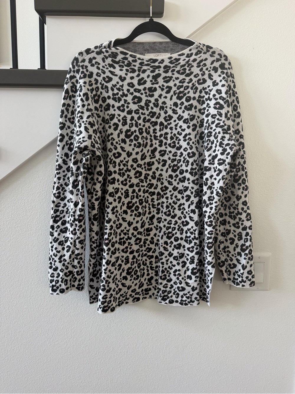 NWOT LOFT Women’s Black and White Leopard Print Sweater